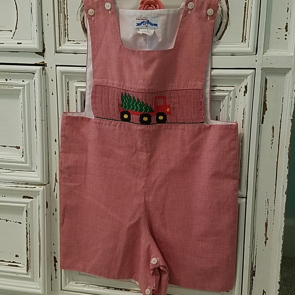Hand smocked holiday boys long all.